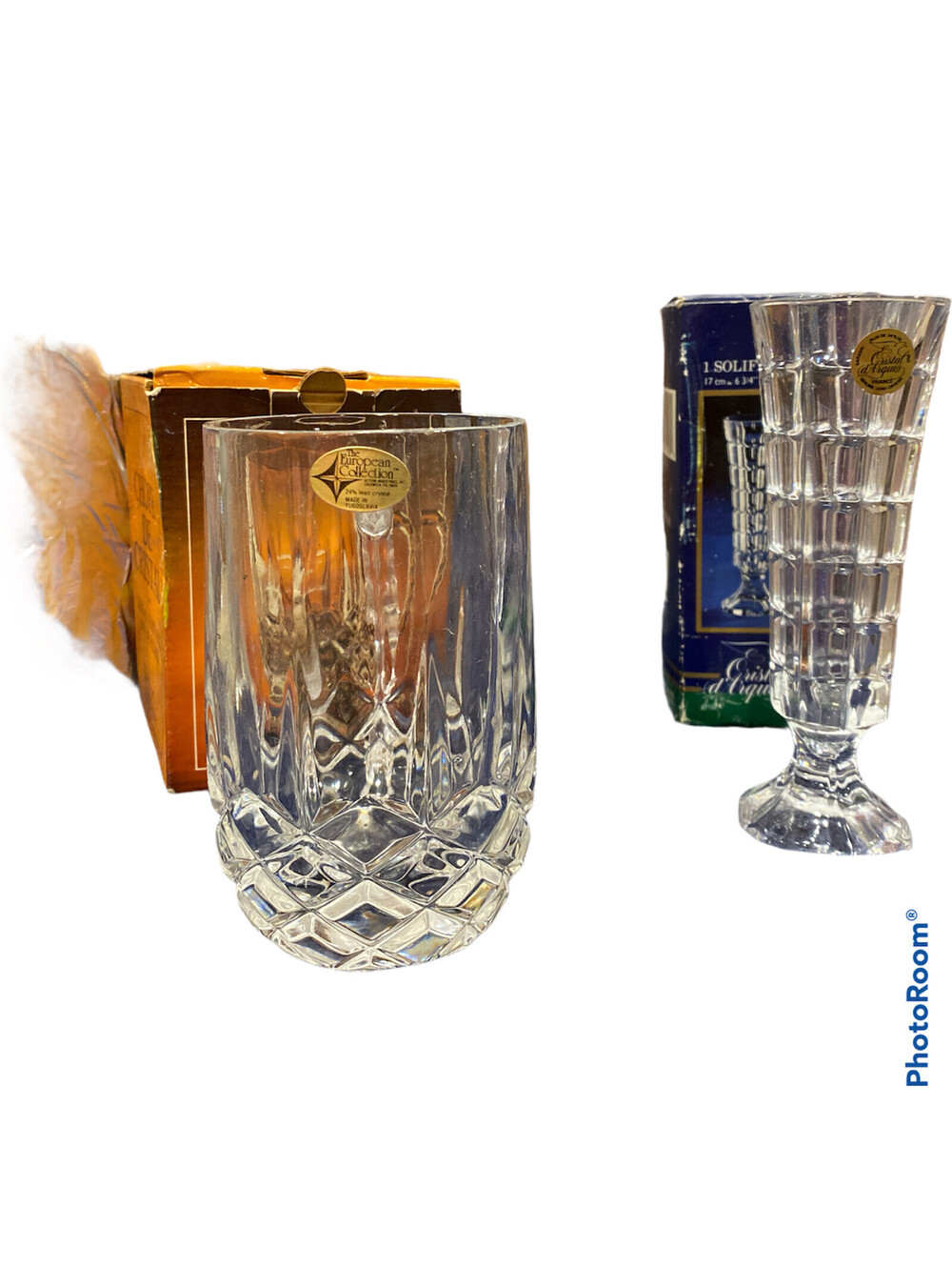 24% Lead Crystal Mug & Soliflor Krystal Vase MCM Formal Decoration
